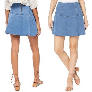 Free People | We The Free Highlands Fit & Flare Raw Hem Denim Skirt Size 12